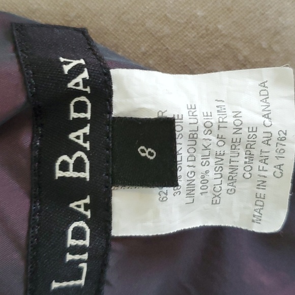Lida Baday silk lined  plum dress size 8 with pockets & elastic waistband EUC - Picture 6 of 9